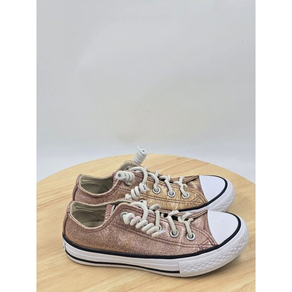Converse Chuck Taylor Low Top rose gold Glitter Shoes youth size 12 - Picture 3 of 8